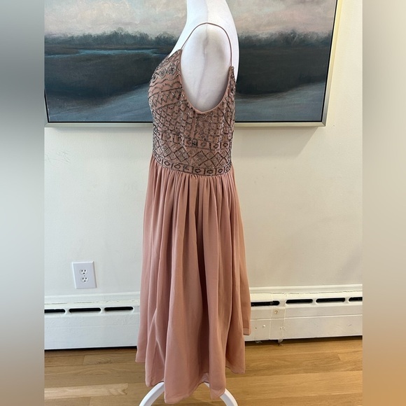 BHLDN ANTHROPOLOGY Bristol Mauve Beaded Bodice Midi Dress size 14 - Picture 5 of 13